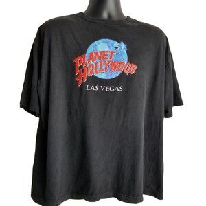 Planet Hollywood Las Vegas Vintage Mens XL Black Logo Tee Retro Streetwear